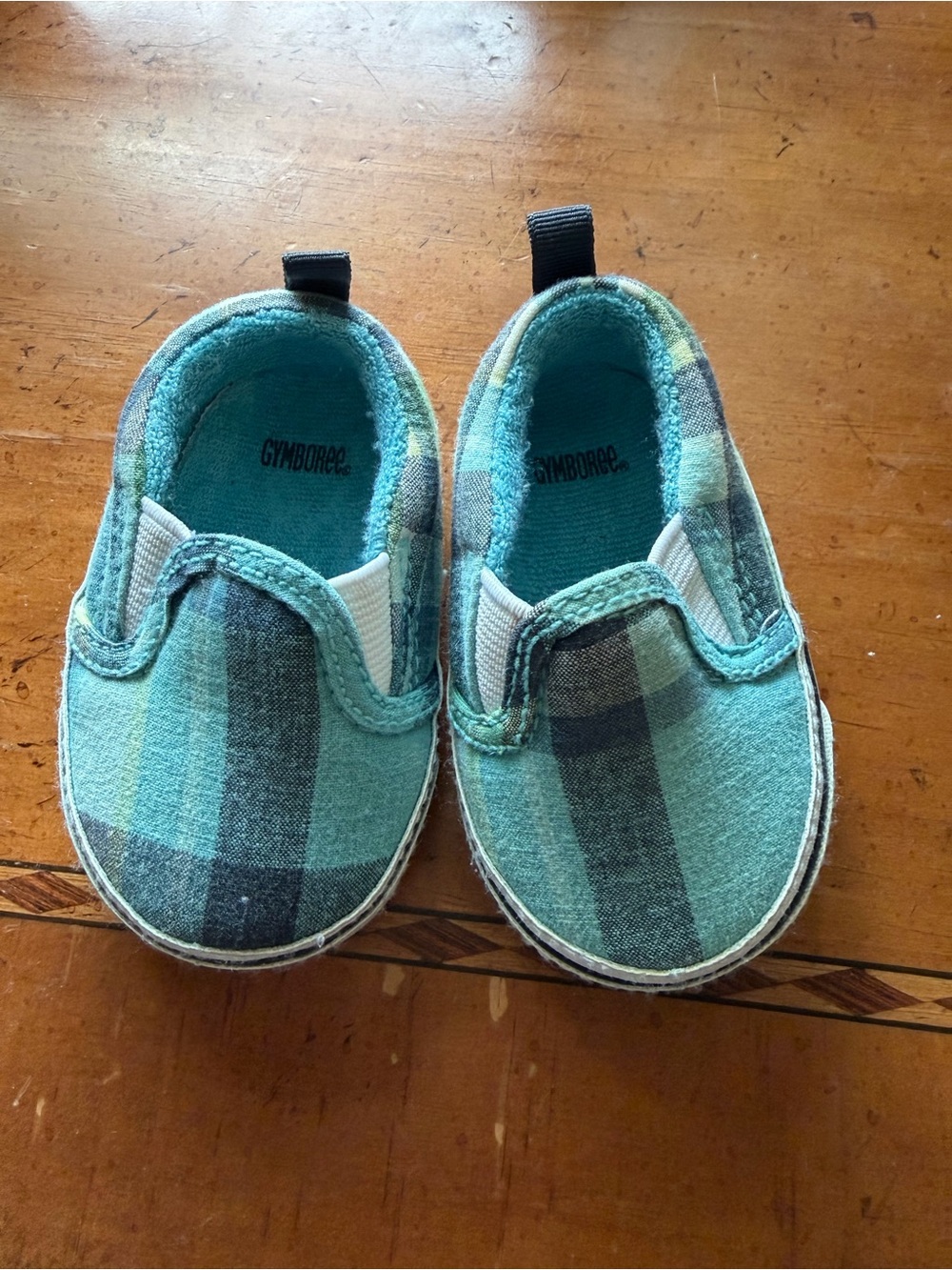 Gymboree Teal Plaid Slip-On Baby Shoes